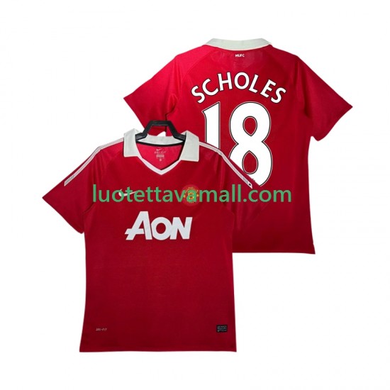 Miehet Manchester United SCHOLES 18 Retro 2010 2011 Lyhythihainen Fanipaita ,Koti