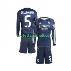 Lapset Real Madrid Jude Bellingham 5 2025-2026 Pitkähihainen Fanipaita ,Vieras