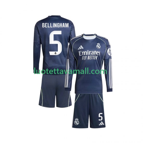 Lapset Real Madrid Jude Bellingham 5 2025-2026 Pitkähihainen Fanipaita ,Vieras