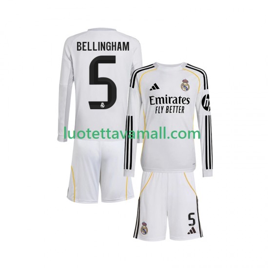 Lapset Real Madrid Jude Bellingham 5 2025-2026 Pitkähihainen Fanipaita ,Koti