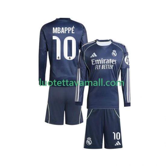 Lapset Real Madrid Kylian Mbappe 10 2025-2026 Pitkähihainen Fanipaita ,Vieras