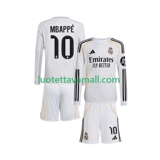 Lapset Real Madrid Kylian Mbappe 10 2025-2026 Pitkähihainen Fanipaita ,Koti