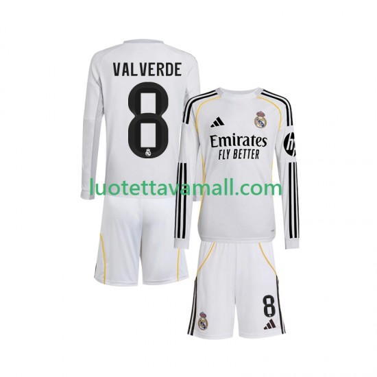 Lapset Real Madrid Valverde 8 2025-2026 Pitkähihainen Fanipaita ,Koti