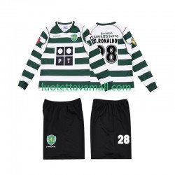 Lapset Sporting CP Cristiano Ronaldo 28 Retro 2001 2003 Pitkähihainen Fanipaita ,Koti