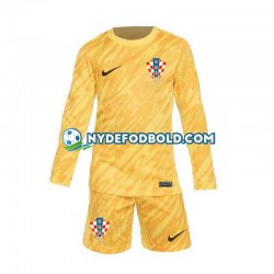 Lapset Kroatia Maalivahdin Euro 2024 Keltainen Pitkähihainen Fanipaita ,Koti