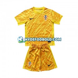 Lapset Kroatia Maalivahdin Euro 2024 Keltainen Lyhythihainen Fanipaita ,Koti