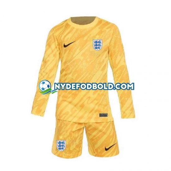 Lapset Englanti Maalivahdin Euro 2024 Keltainen Pitkähihainen Fanipaita ,Vieras