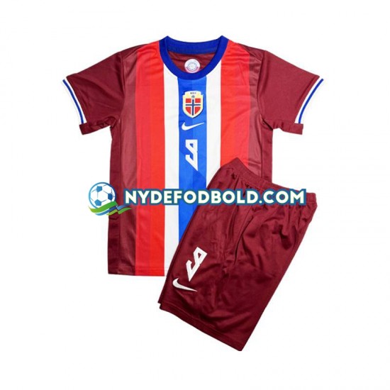 Lapset Norja Erling Haaland 9 2024 Punainen Lyhythihainen Fanipaita ,Koti