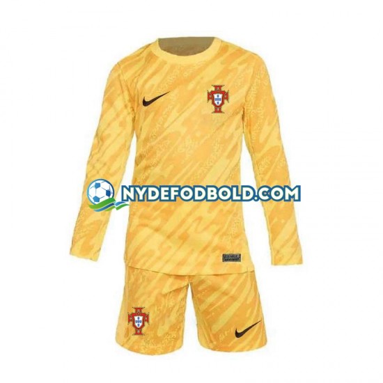 Lapset Portugali Maalivahdin Euro 2024 Keltainen Pitkähihainen Fanipaita ,Koti
