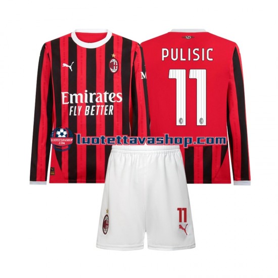 Lapset AC Milan Christian Pulisic 11 2024-2025 Pitkähihainen Fanipaita ,Koti