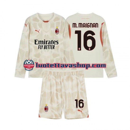 Lapset AC Milan Maalivahdin Mike Maignan 16 2024-2025 Pitkähihainen Fanipaita ,Kolmas
