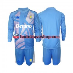 Lapset Aston Villa Maalivahdin 2024-2025 Sininen Pitkähihainen Fanipaita ,Kolmas