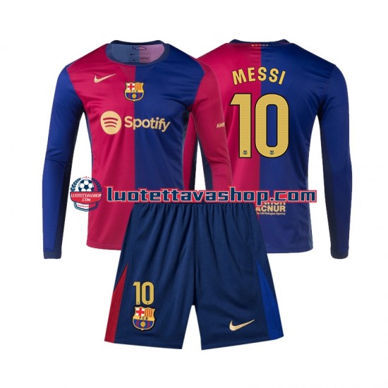 Lapset FC Barcelona Lionel Messi 10 2024-2025 Pitkähihainen Fanipaita ,Koti