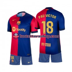 Lapset FC Barcelona Pau Victor 18 2024-2025 Lyhythihainen Fanipaita ,Koti
