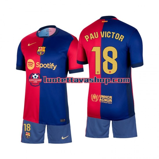 Lapset FC Barcelona Pau Victor 18 2024-2025 Lyhythihainen Fanipaita ,Koti