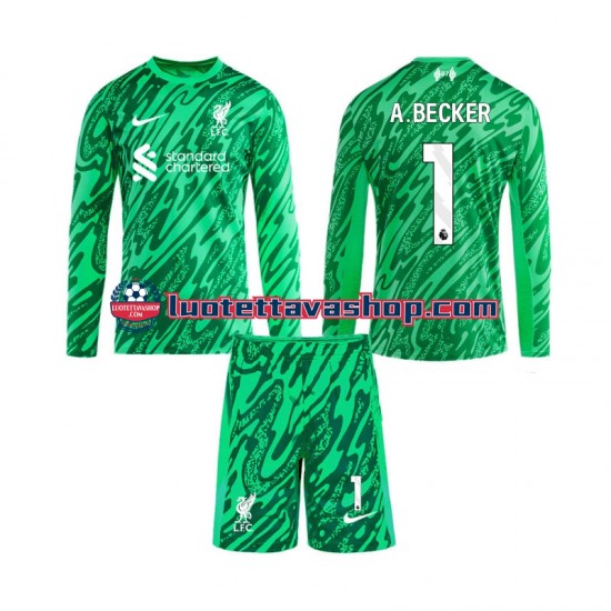 Lapset Liverpool Maalivahdin Alisson Becker 1 2024-2025 Pitkähihainen Fanipaita ,Vieras