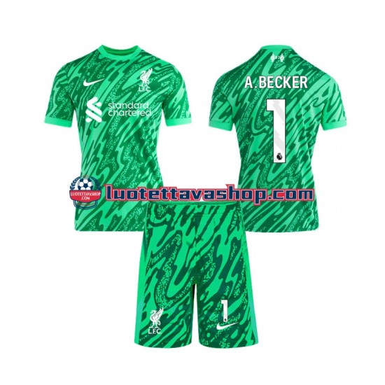 Lapset Liverpool Maalivahdin Alisson Becker 1 2024-2025 Lyhythihainen Fanipaita ,Vieras