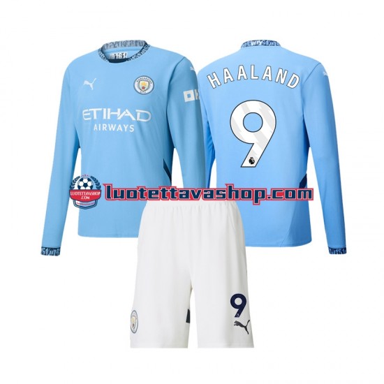 Lapset Manchester City Erling Haaland 9 2024-2025 Pitkähihainen Fanipaita ,Koti
