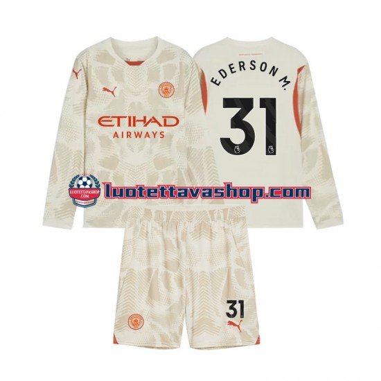 Lapset Manchester City Maalivahdin Ederson Moraes 31 2024-2025 Pitkähihainen Fanipaita ,Kolmas