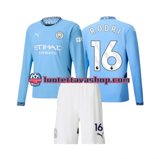 Lapset Manchester City Rodri 16 2024-2025 Pitkähihainen Fanipaita ,Koti