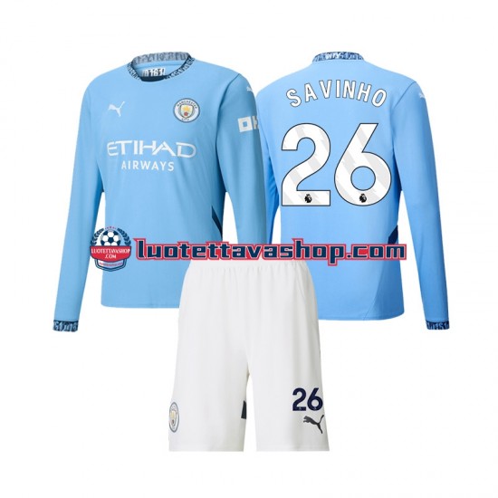 Lapset Manchester City Savinho 26 2024-2025 Pitkähihainen Fanipaita ,Koti