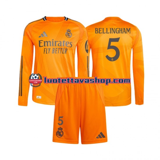 Lapset Real Madrid Jude Bellingham 5 2024-2025 Pitkähihainen Fanipaita ,Vieras