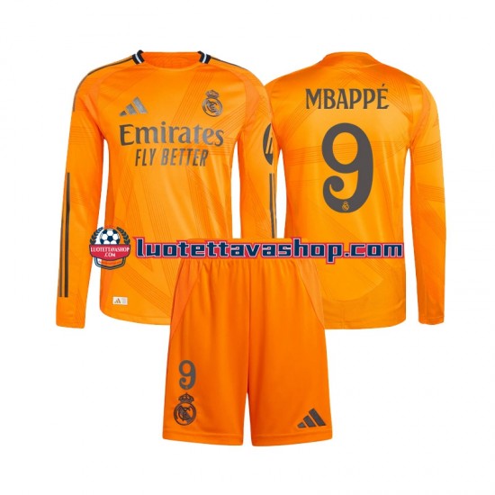 Lapset Real Madrid Kylian Mbappe 9 2024-2025 Pitkähihainen Fanipaita ,Vieras